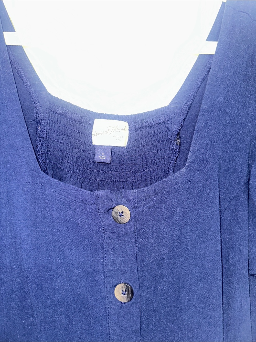Universal Thread Navy Button-Front Ruffle Sleeve Top - Picture 3 of 5